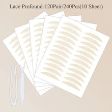 240Pcs Double Fold Eyelid Tape Sticker Lace Nature Clear Beige Stripe