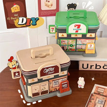 Portable Store Shaped Money Box Plastic Key Lock Cash Box Students