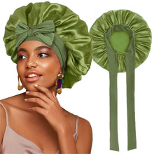 New Satin Solid Sleeping Hat With Stretchy Tie Band Elastic For Women