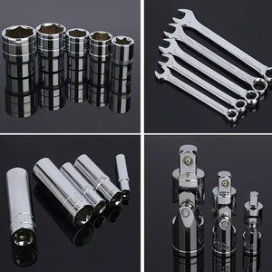 46pcs Ultimate Auto Marine Tool Kit with Socket Wrench Ratchet Set and