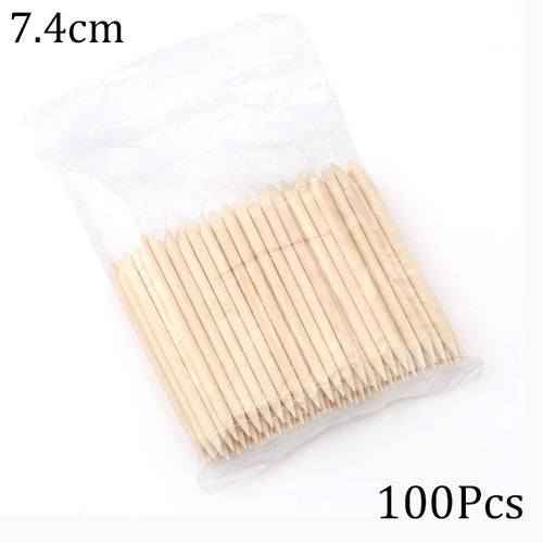 100/50pcs Nail Art Pusher Orange Wood Sticks Cuticle Pusher Remover