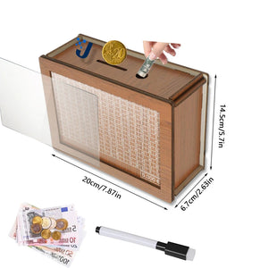 Money Box Wooden Piggy Bank Money Container for Cash Saving Treasure