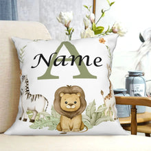 Animal with Name Pillow Case Personalized Pillow Dust Cover Bedroom Kids Wild Party Decoration Pillowcase Birthday Children Gift