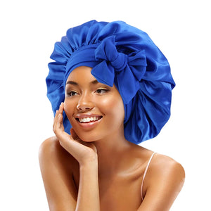 New Satin Solid Sleeping Hat With Stretchy Tie Band Elastic For Women