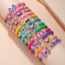 12Pcs/set Unicorn Cat Flower Charm Elastic Handmade Beaded Bracelets