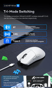 Attack Shark X11 3-Mode Connection /2.4GHz/Bluetooth ,PAW3311