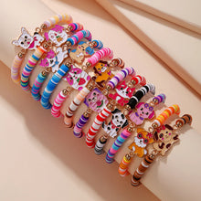 12Pcs/set Unicorn Cat Flower Charm Elastic Handmade Beaded Bracelets