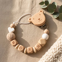 Personalized Pacifier Clip Custom Name Baby Teether Holder BPA Free Silicone Beads Wood Cat Dummy Chain Soother Clip Shower Gift
