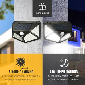 100 LED Solar Wall Lamp All Sides Luminous Motion Sensor Human