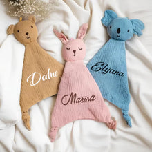 Personalized Baby Comforter And Bib Set with Embroidered Name Customized Animal Design for Baby Shower Easter Gift