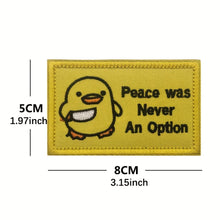 1pc Funny Duck with Knife Velcros Patch Peace Never an Option, Cute Meme for Tactical Molle Bag Jacket, Jeans, Iron-On DIY Craft