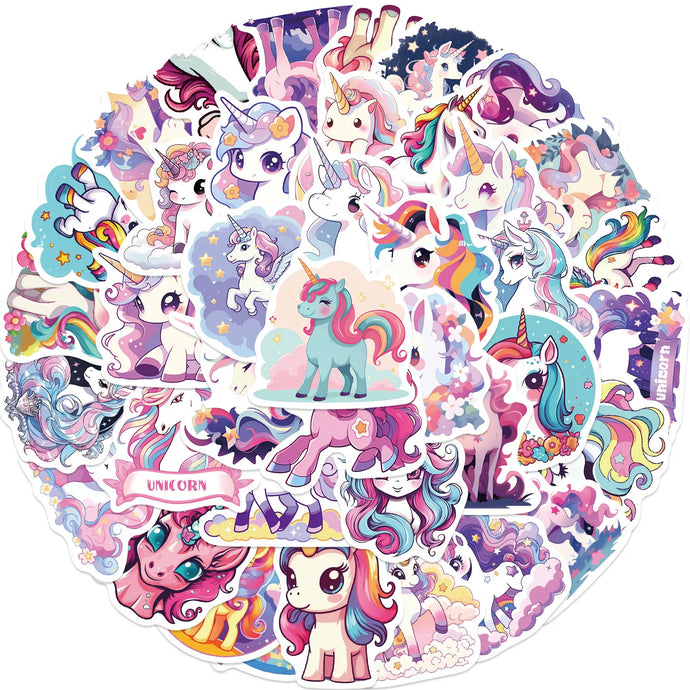 50PCS Fun Cartoon Unicorn Graffiti Stickers Scrapbooking Collage