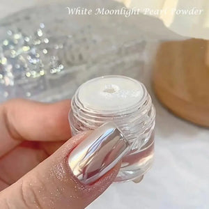 1 box Moonlight Mirror Nail Powder Silver Fine Glitter Metallic Effect