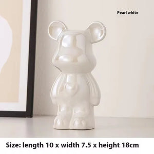 Ceramic Cartoon Teddy Bear Figurine Love Bear Ornament Living Room