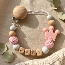 Personalized Pacifier Clip Custom Name Baby Teether Holder BPA Free Silicone Beads Wood Cat Dummy Chain Soother Clip Shower Gift