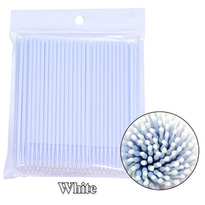 100Pcs Eyelash Cleaning Brush Lash Extension Micro Cotton Swab