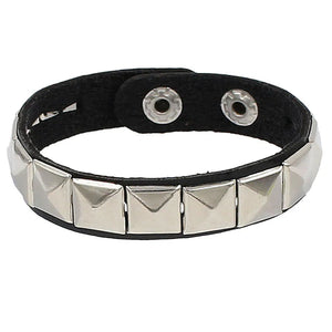 2024 Pu Leather Studded Bracelet Choker Punk Spike Rivets Cuff Black