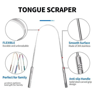 4 Colors Stainless Steel Tongue Scraper U-shaped Metal Fresh Breath