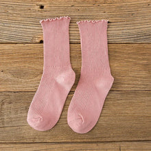 1 Pair Women's Lace Trim Ruffle Socks Cotton Stacked Socks Mid Calf
