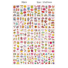 30pcs Temporary Tattoos for Children Unicorn Mermaid Car Fruit Cartoon