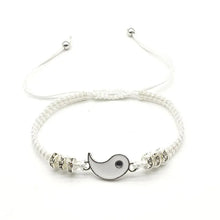 2 PC Jewelry Set Couple Black White Tai Chi Bracelet Rope Adjustable