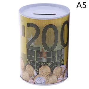 Euro Dollar Money Box Safe Cylinder Piggy Bank Banks For Coins Deposit
