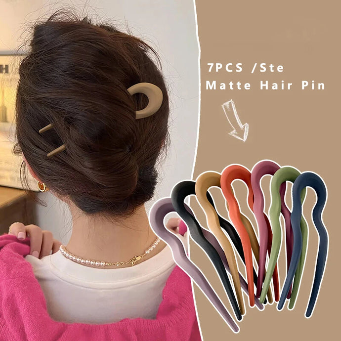 7Pcs/Set Matte U-Shaped Hair Sticks Fork Fashion Acetate Acrylic