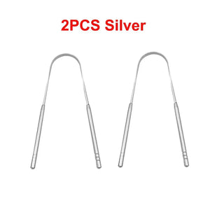 3 Colors Stainless Steel Tongue Scraper U-shaped Metal Fresh Breath