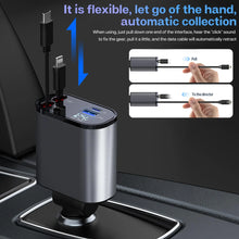 120/66w 4 IN 1 Retractable Car Charger Mobile Phone USB PD Type C