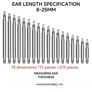 270pcs/set Strainless Steel Spring Bars Dia 1.5mm length8mm - 25mm/