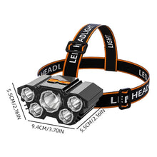 5 LED Headlamp Rechargeable with Built in 18650 Battery Strong Light