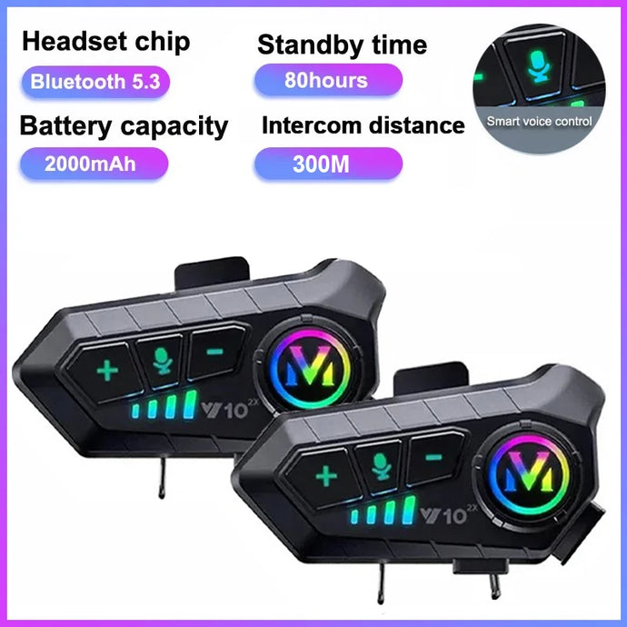 1/2Pcs Y10 Motorcycle Intercom Bluetooth Headset 300M Helmet Moto