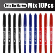 5/10 Pcs Twin Tip Permanent Marker Black/Blue/Red Oil Marker Pen Fine