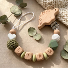 Personalized Pacifier Clip Custom Name Baby Teether Holder BPA Free Silicone Beads Wood Cat Dummy Chain Soother Clip Shower Gift