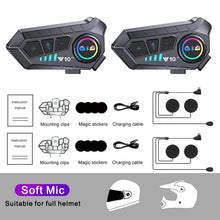 2PCS Y10 2x Motorcycle Intercom Headset Helmet BT 5.3 For 2 Riders