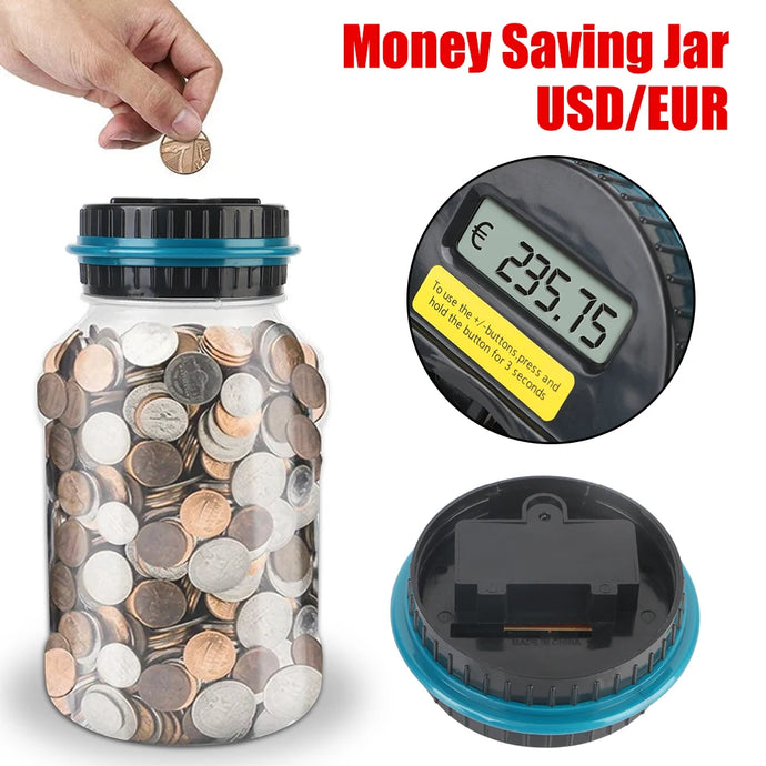 Digital LCD Counting Electronic Counting Piggy Bank For USD EURO Money