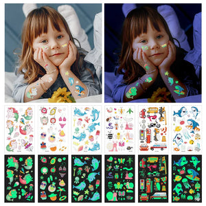 10Sheets Luminous Tattoo Anime Stickers Toys Children Body Art