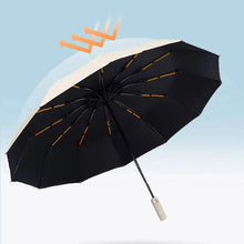 1pc Wind Resistant Folding Automatic Umbrella Rain Black Coating 12