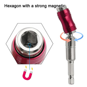 1PC Red Curved Hexagonal Handle Directional Extension Rod Magnetic