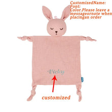 Personalized Baby Comforter And Bib Set with Embroidered Name Customized Animal Design for Baby Shower Easter Gift