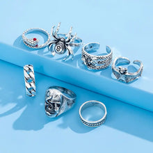 2023 Gothic Skeleton Unisex Ring Set Punk Grunge Butterfly Frog Woman