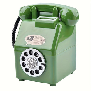 1 piece large capacity vintage telephone piggy bank, silver decorative