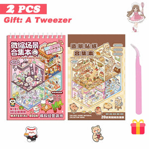 20Pcs 20in1 3D Cartoon Sticker Book | DIY Scenes Creative Gift for