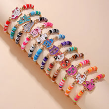 12Pcs/set Unicorn Cat Flower Charm Elastic Handmade Beaded Bracelets