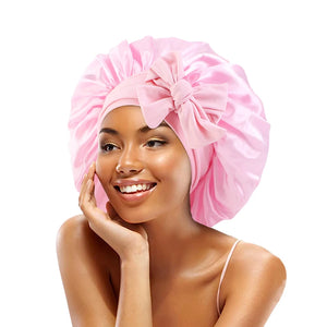 New Satin Solid Sleeping Hat With Stretchy Tie Band Elastic For Women
