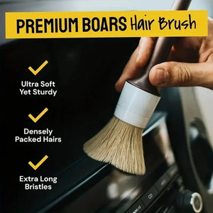3PCS Car Exterior Interior Detail Brush Boar Hair Bristle Brushes for