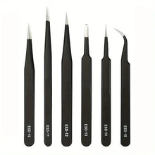 6-Piece ESD Anti-Static Tweezers Set, Precision Stainless Steel Tools