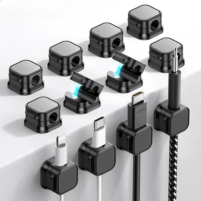 3/6PCS Magnetic Cable Clips Cable Smooth Adjustable Cord Holder Under