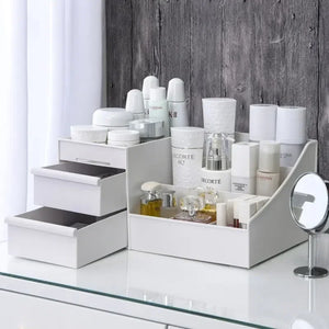 1pc White New Drawer Makeup Storage Box Dormitory Finishing Plastic