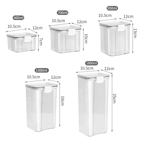 5Pcs Sealed Jars Kitchen Grain Storage Organizer Large Tank Plastic
